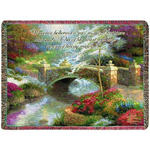 NEW Tapestry Woven Throw - “Bridge of Hope” by Thomas Kinkade - Picture 2 of 2